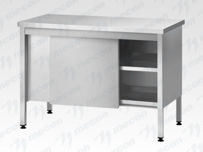 Стол производственный закрытый СПЗп - 1000*600*860 "Profi Inox", двери-купе, полка сплошная