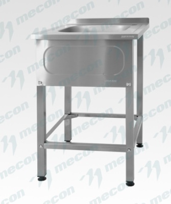 Ванна моечная ВМЦн - 600*600*860 "Norma Inox", 1 м/о 400*400*250, борт, отв. д/смесит., экран (ножка профильная, тр. 40*40)