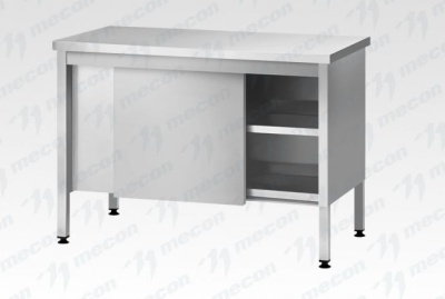 Стол производственный закрытый СПЗп - 1500*600*860 "Profi Inox", двери-купе, полка сплошная